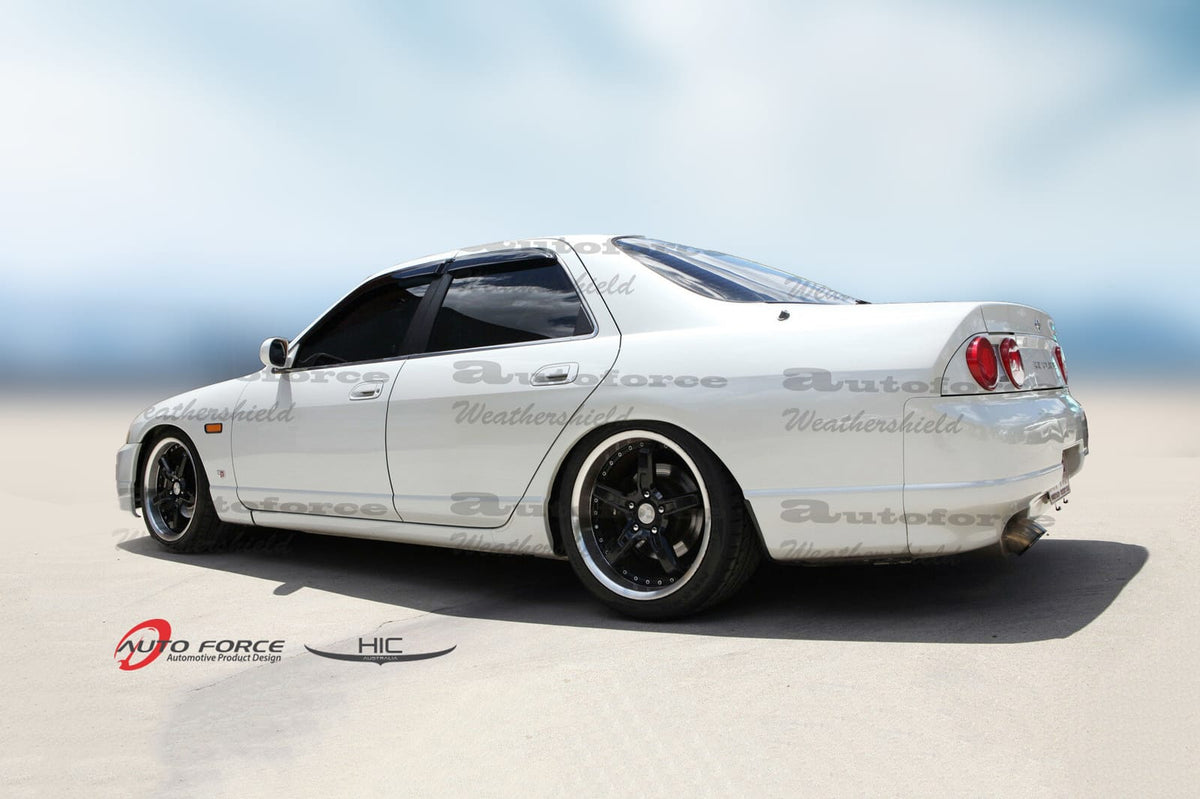 Installed View - Nissan Skyline R33 Sedan: Premium Window Visors