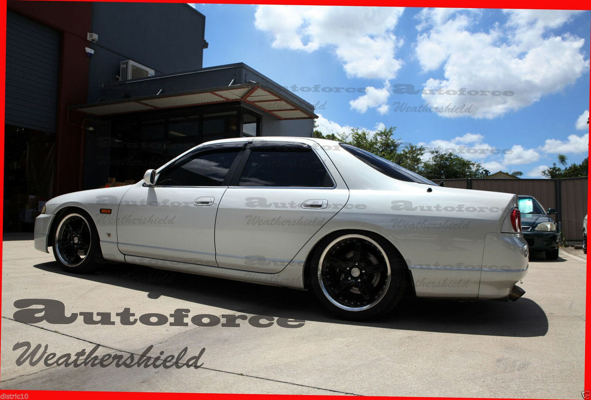 Installed View - Nissan Skyline R33 Sedan: Premium Window Visors
