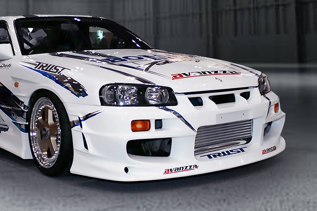 Installed View - Nissan Skyline R34 Coupe: Bomex Style Front Bumper