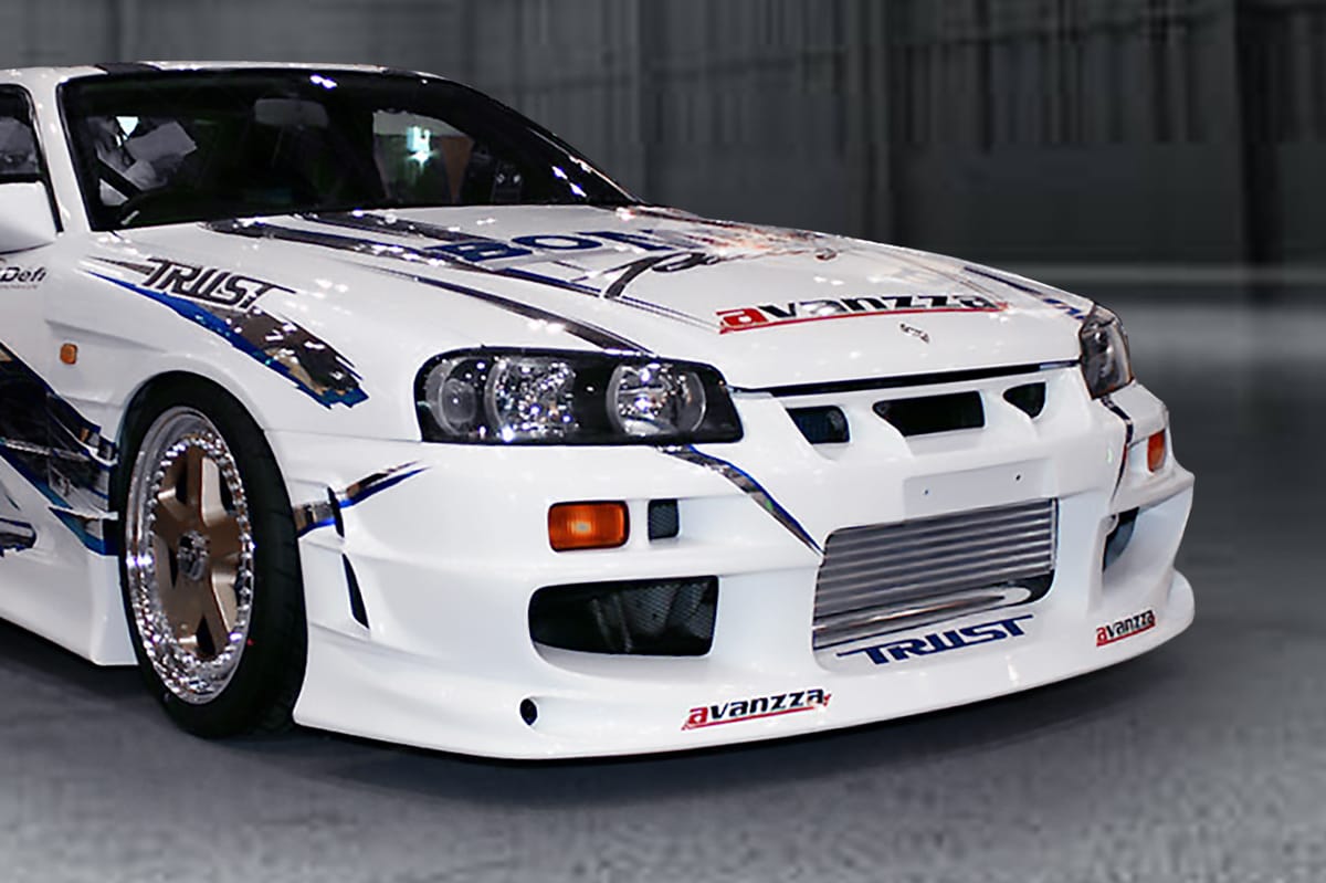 Installed View - Nissan Skyline R34 Coupe: Bomex Style Front Bumper