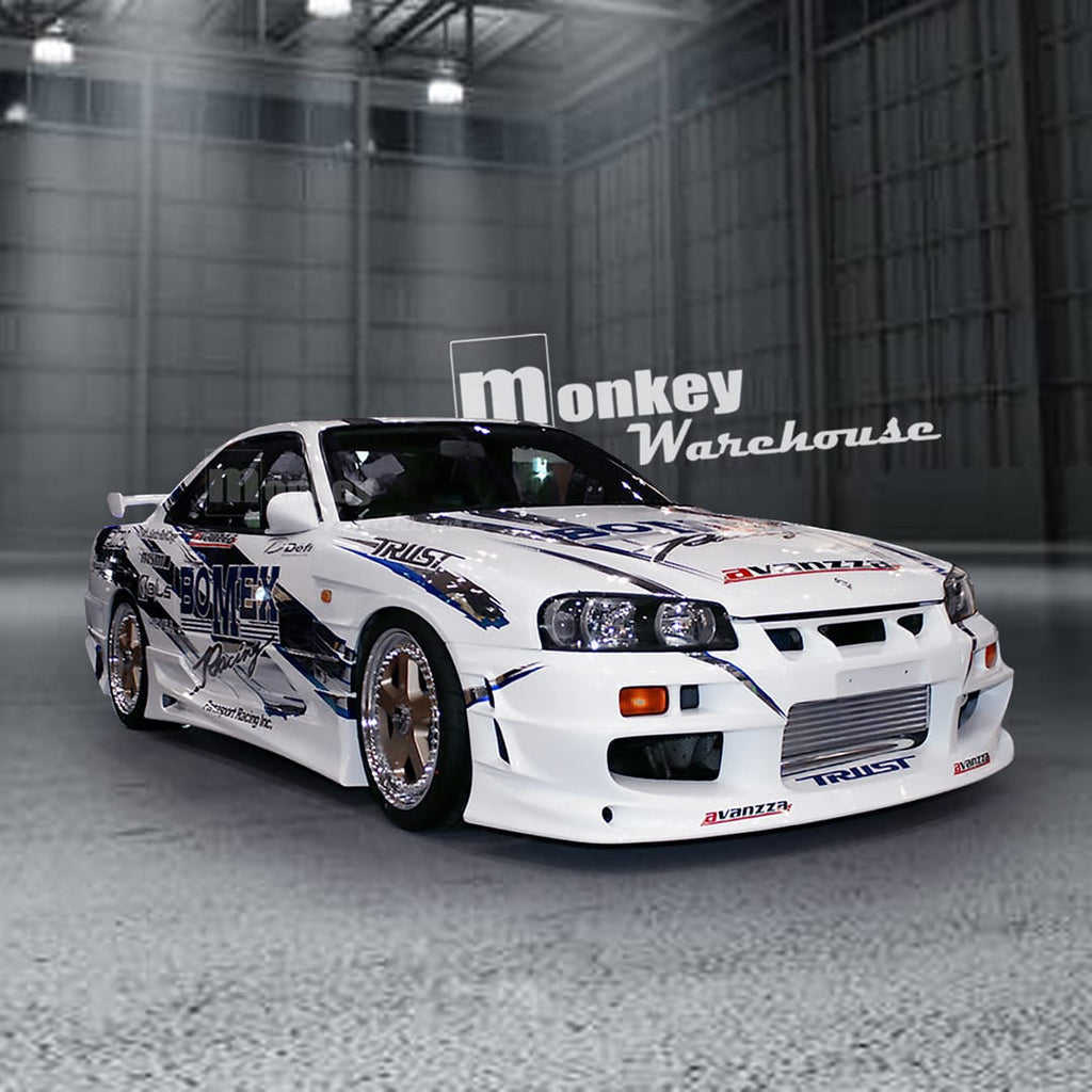 Installed View - Nissan Skyline R34 Coupe: Bomex Style Front Bumper
