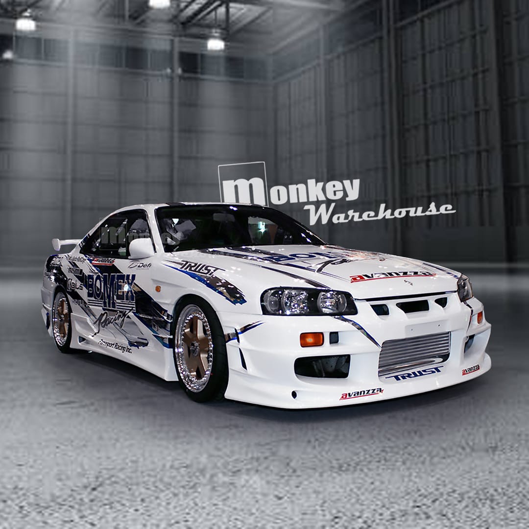 Installed View - Nissan Skyline R34 Coupe: Bomex Style Front Bumper