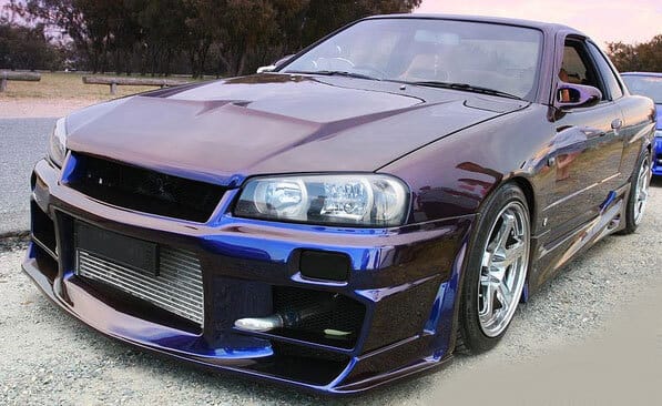 Installed View - Nissan Skyline R34 Coupe: Bomex Style Front Bumper