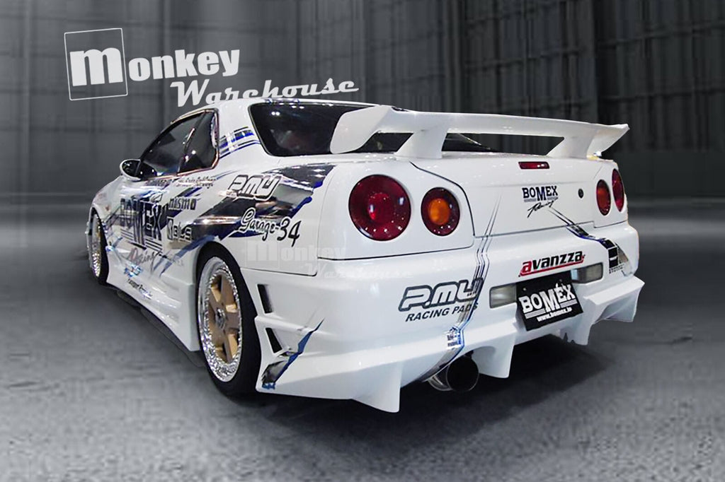 Installed View - Nissan Skyline R34 Coupe: Bomex Style Full Body Kit