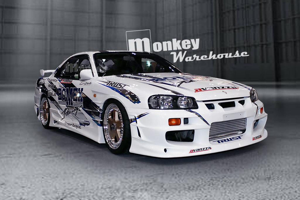 Installed View - Nissan Skyline R34 Coupe: Bomex Style Full Body Kit