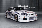 Installed View - Nissan Skyline R34 Coupe: Bomex Style Full Body Kit