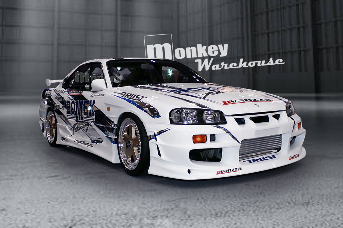 Installed View - Nissan Skyline R34 Coupe: Bomex Style Full Body Kit