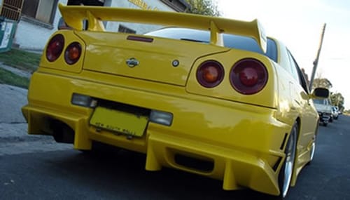 Installed View - Nissan Skyline R34 Coupe: Bomex Style Rear Bumper