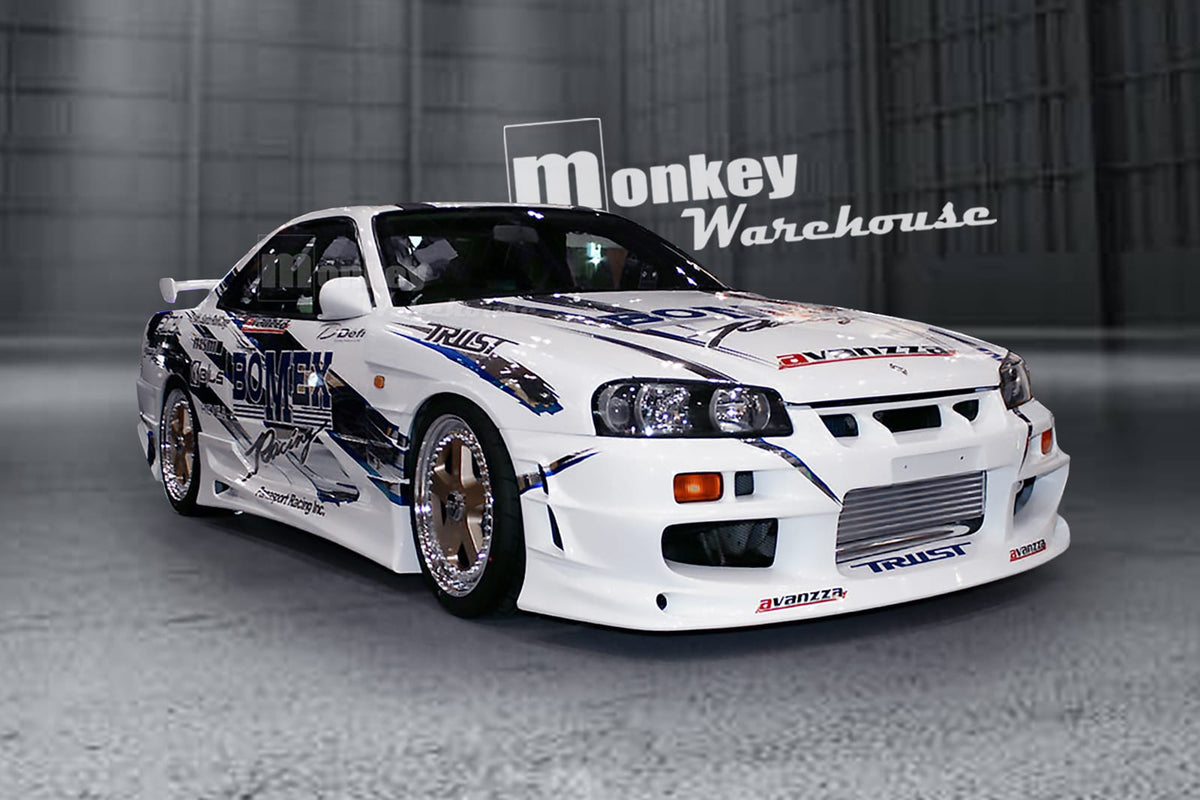 Installed View - Nissan Skyline R34 Coupe: Bomex Style Rear Bumper