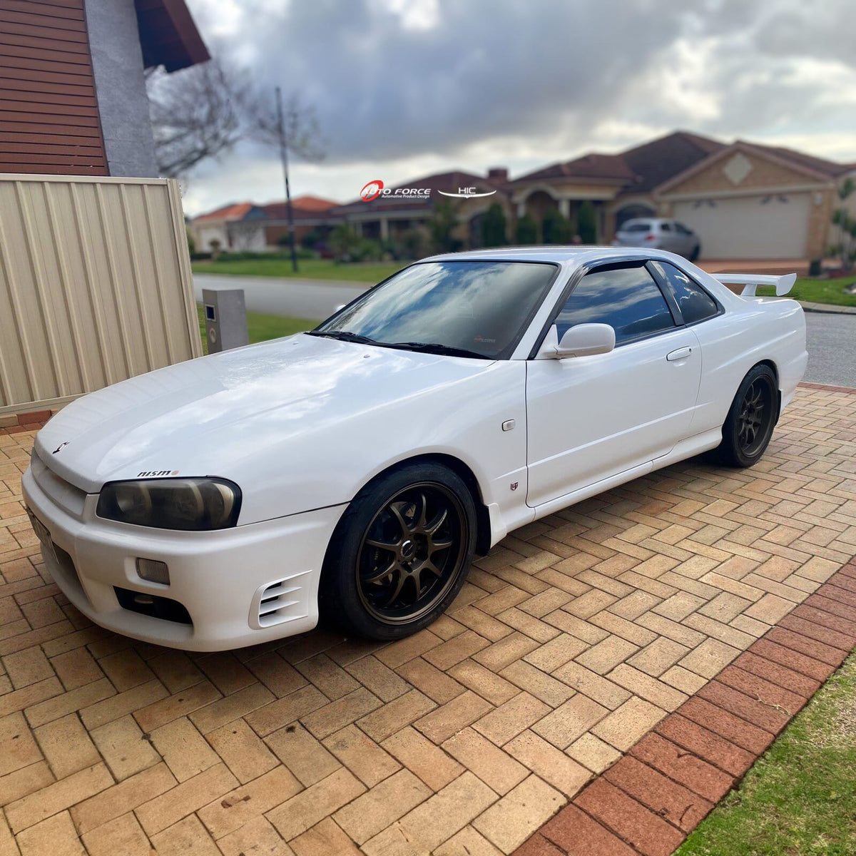 Installed View - Nissan Skyline R34 Coupe: Premium Window Visors