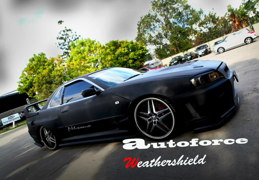 Installed View - Nissan Skyline R34 Coupe: Premium Window Visors