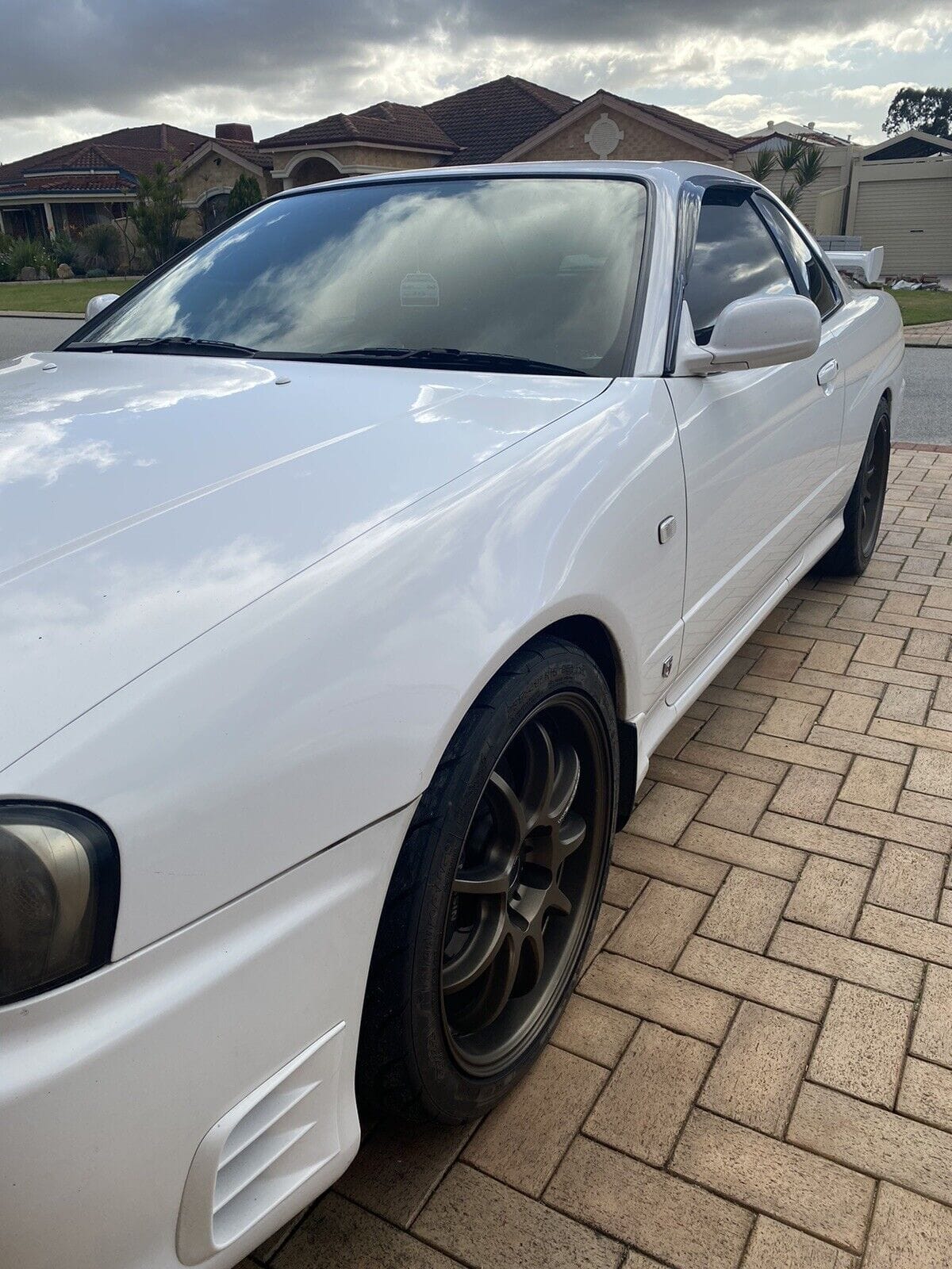 Installed View - Nissan Skyline R34 Coupe: Premium Window Visors