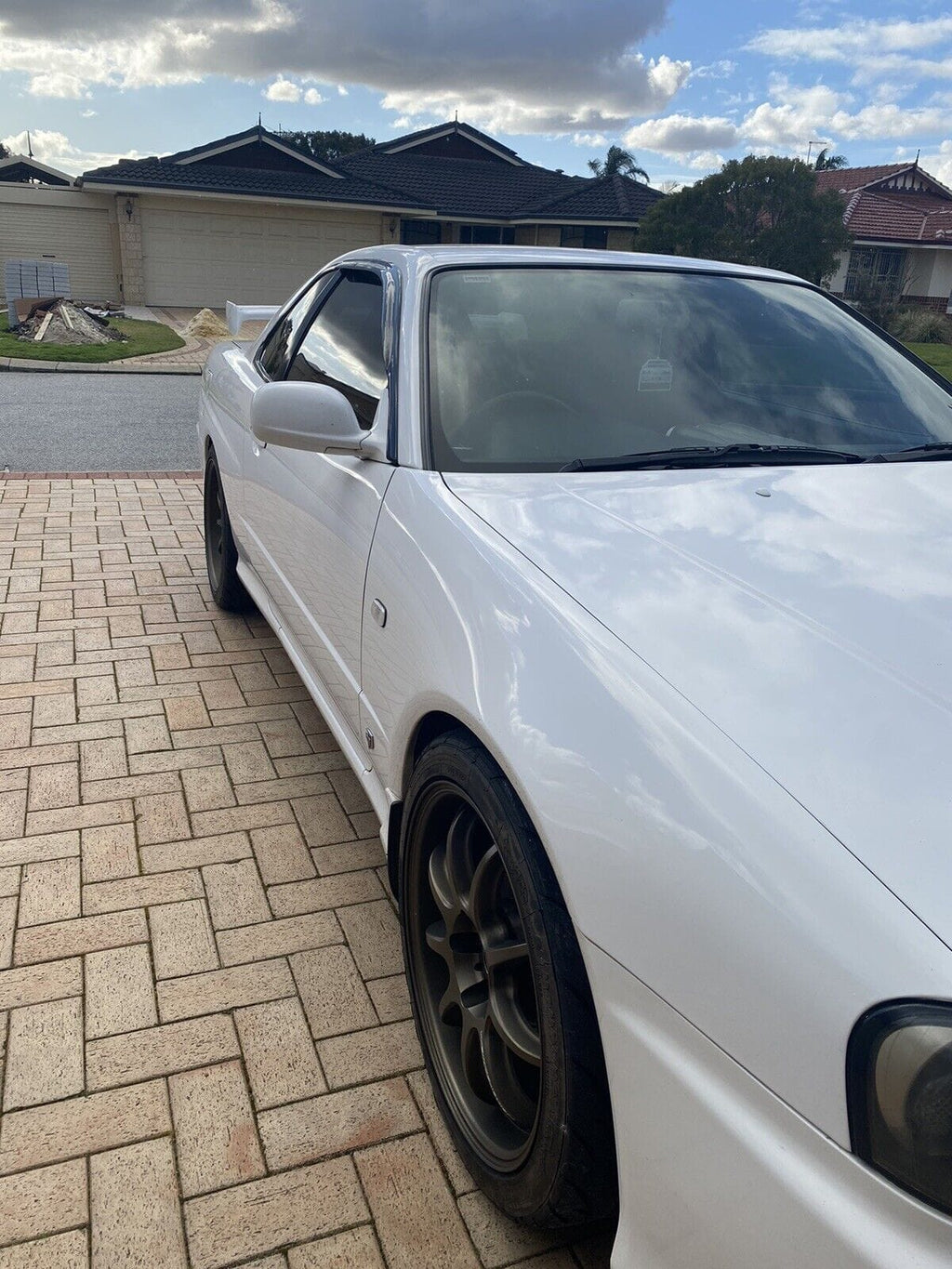 Installed View - Nissan Skyline R34 Coupe: Premium Window Visors