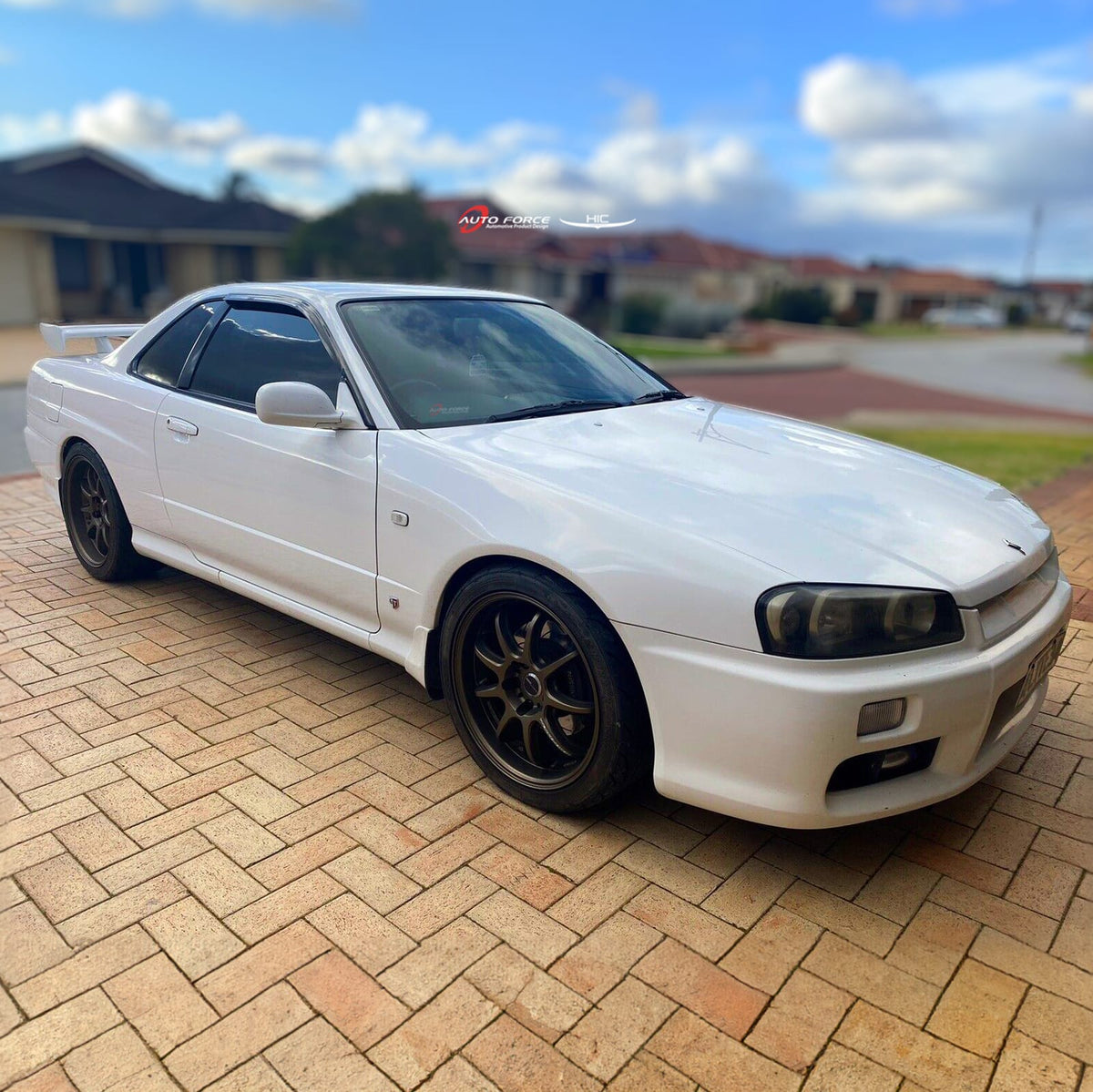 Installed View - Nissan Skyline R34 Coupe: Premium Window Visors