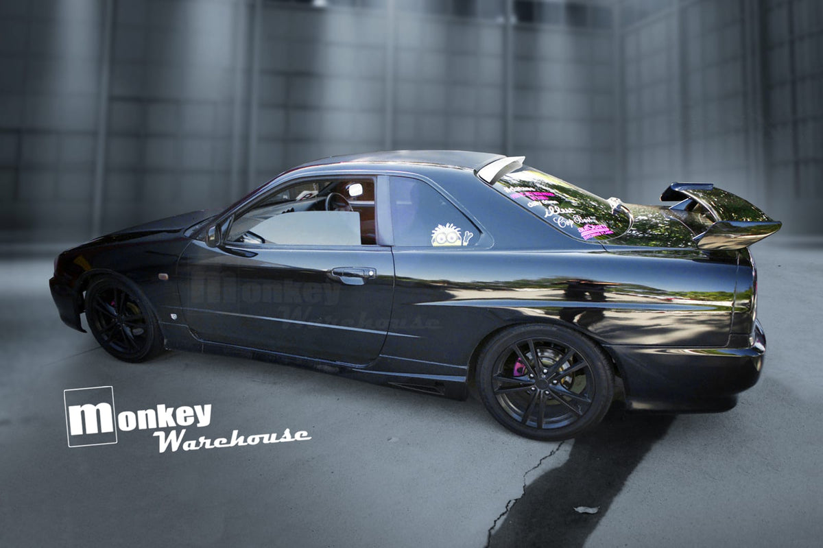 Installed View - Nissan Skyline R34 Coupe: Rear Roof Drift Wing Spoiler