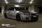 Installed View - Nissan Skyline R34 GT-R: Nur Spec Style Front Bumper