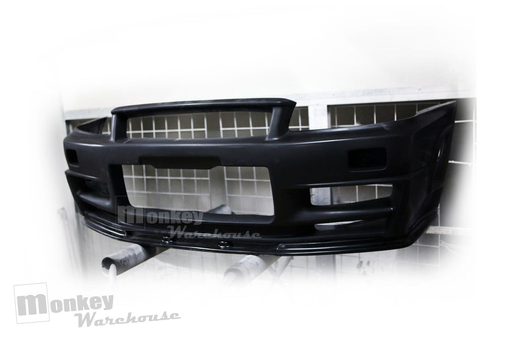 Installed View - Nissan Skyline R34 GT-R: Nur Spec Style Front Bumper