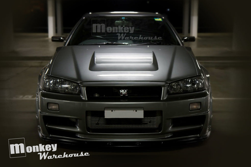 Installed View - Nissan Skyline R34 GT-R: Nur Spec Style Front Bumper