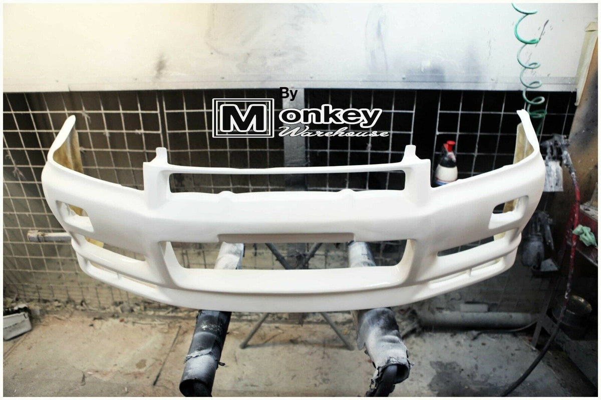 Installed View - Nissan Skyline R34: GTR Nur Spec Style Front Bumper