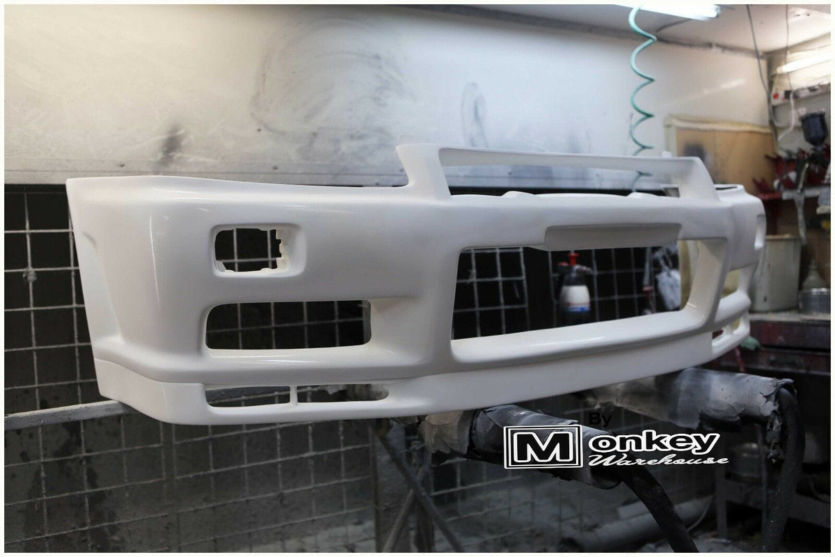 Installed View - Nissan Skyline R34: GTR Nur Spec Style Front Bumper