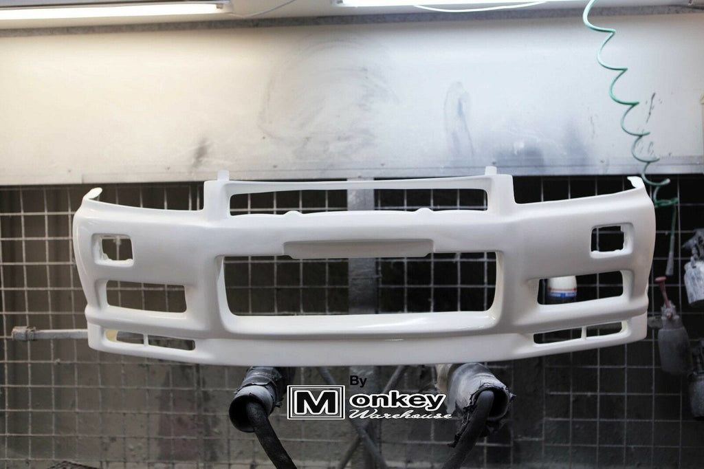 Installed View - Nissan Skyline R34: GTR Nur Spec Style Front Bumper