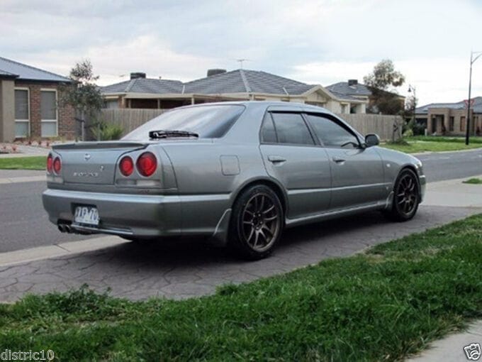 Installed View - Nissan Skyline R34 Sedan: Premium Window Visors