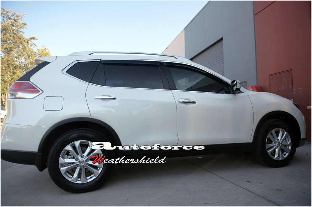 Installed View - Nissan X-Trail T32 (2014-2019): Premium Window Visors with Chrome Trim