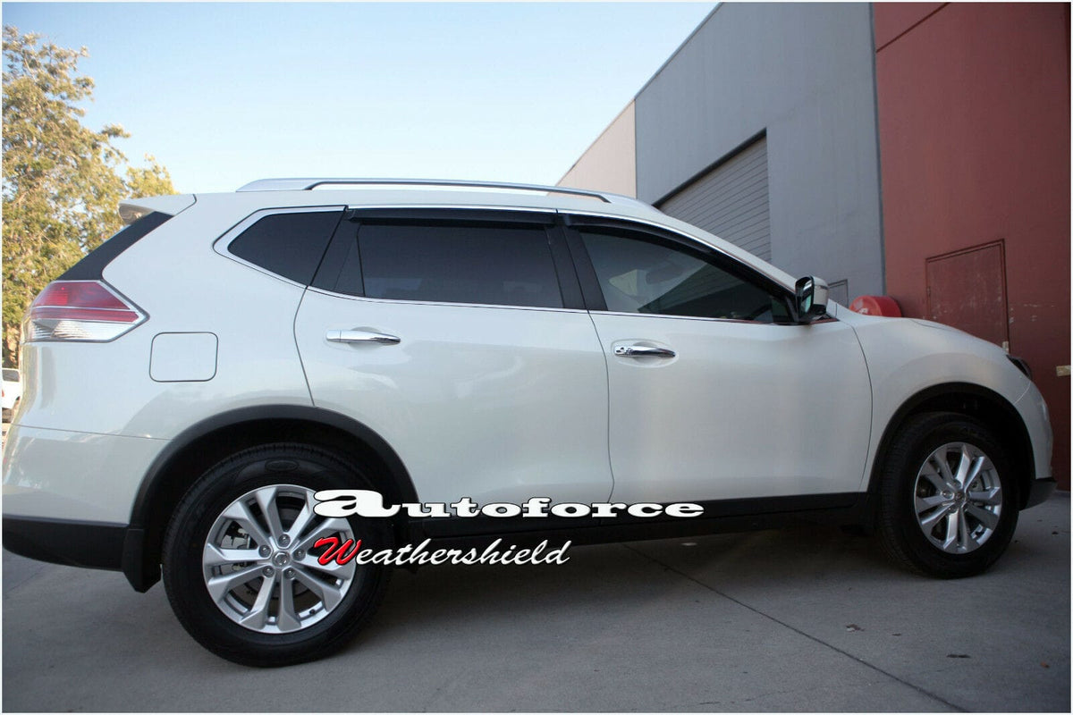 Installed View - Nissan X-Trail T32 (2014-2019): Premium Window Visors with Chrome Trim