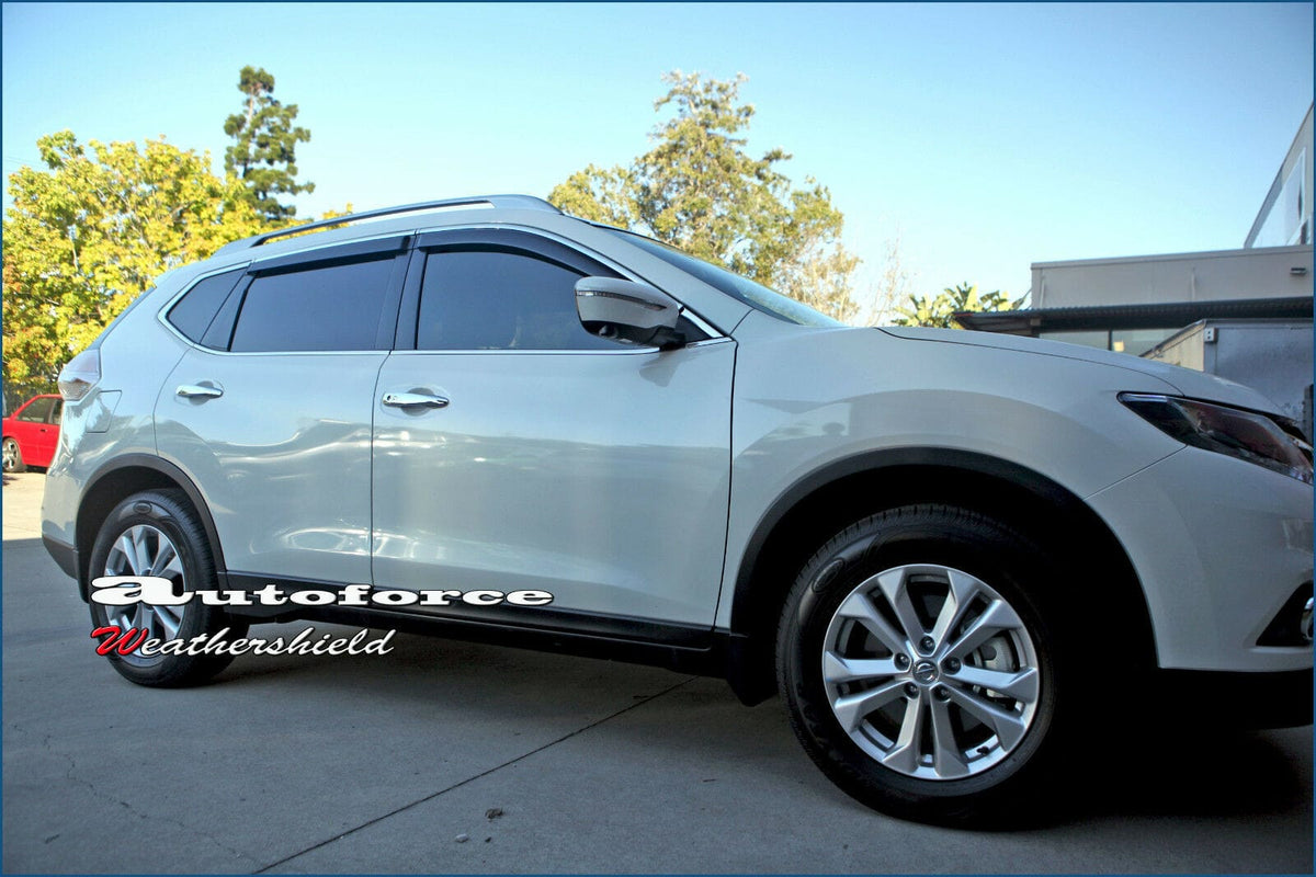 Installed View - Nissan X-Trail T32 (2014-2019): Premium Window Visors with Chrome Trim