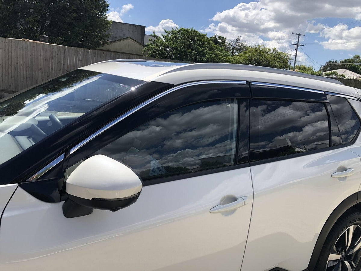 Installed View - Nissan X-Trail T33 (2021-On): Premium Window Visors Chrome Trim