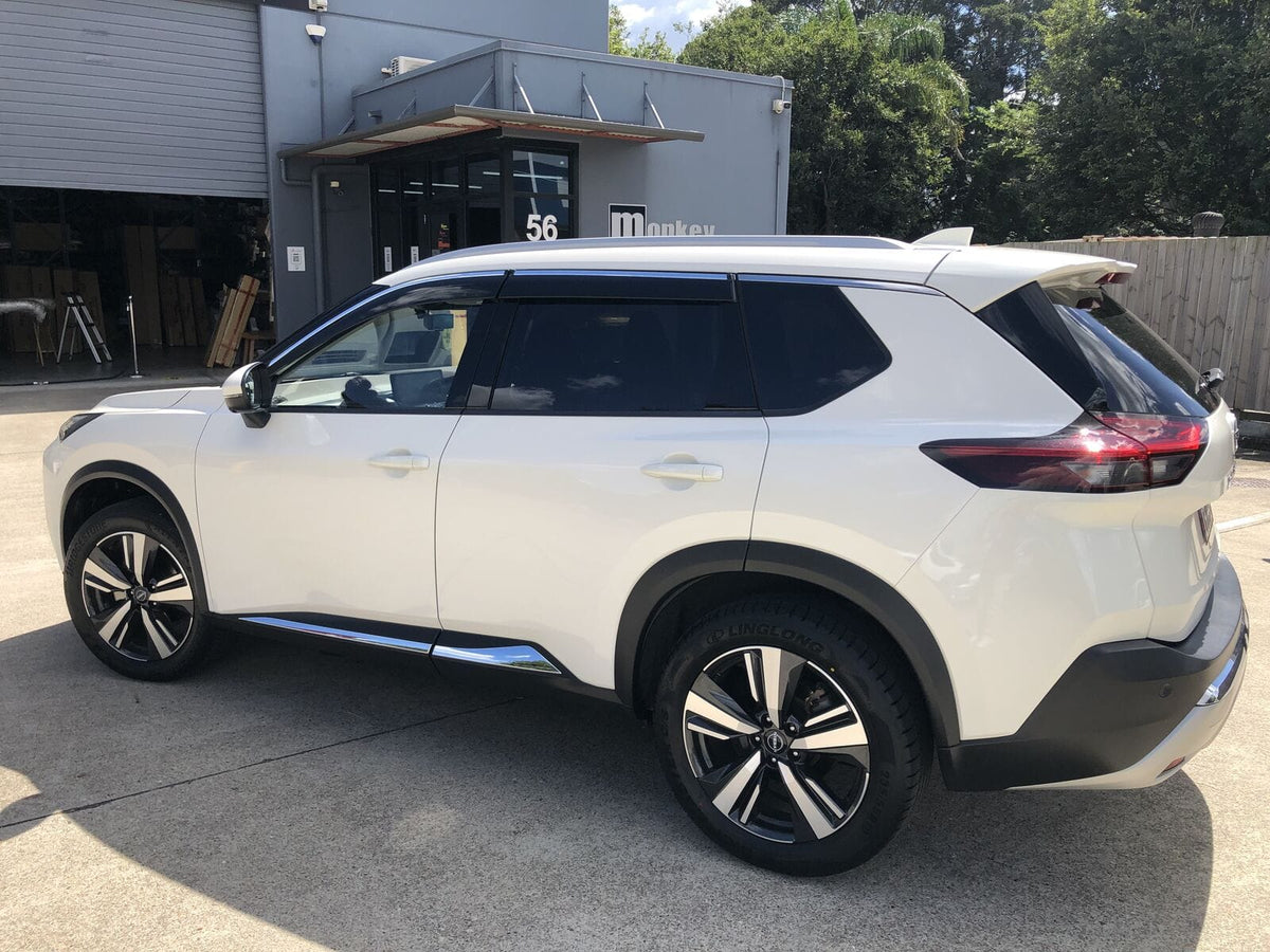Installed View - Nissan X-Trail T33 (2021-On): Premium Window Visors Chrome Trim