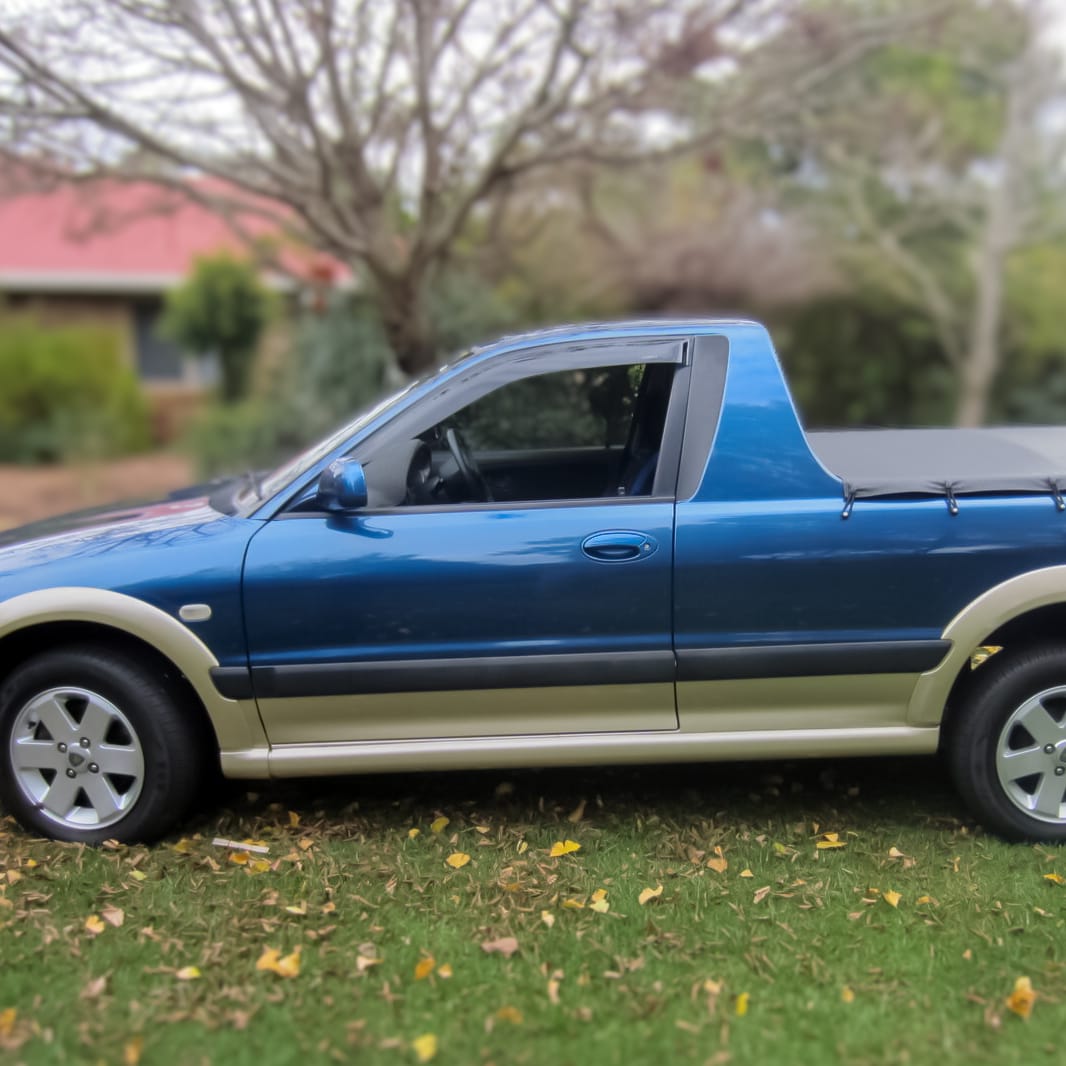 Installed View - Proton Jumbuck Ute: Premium Window Visors
