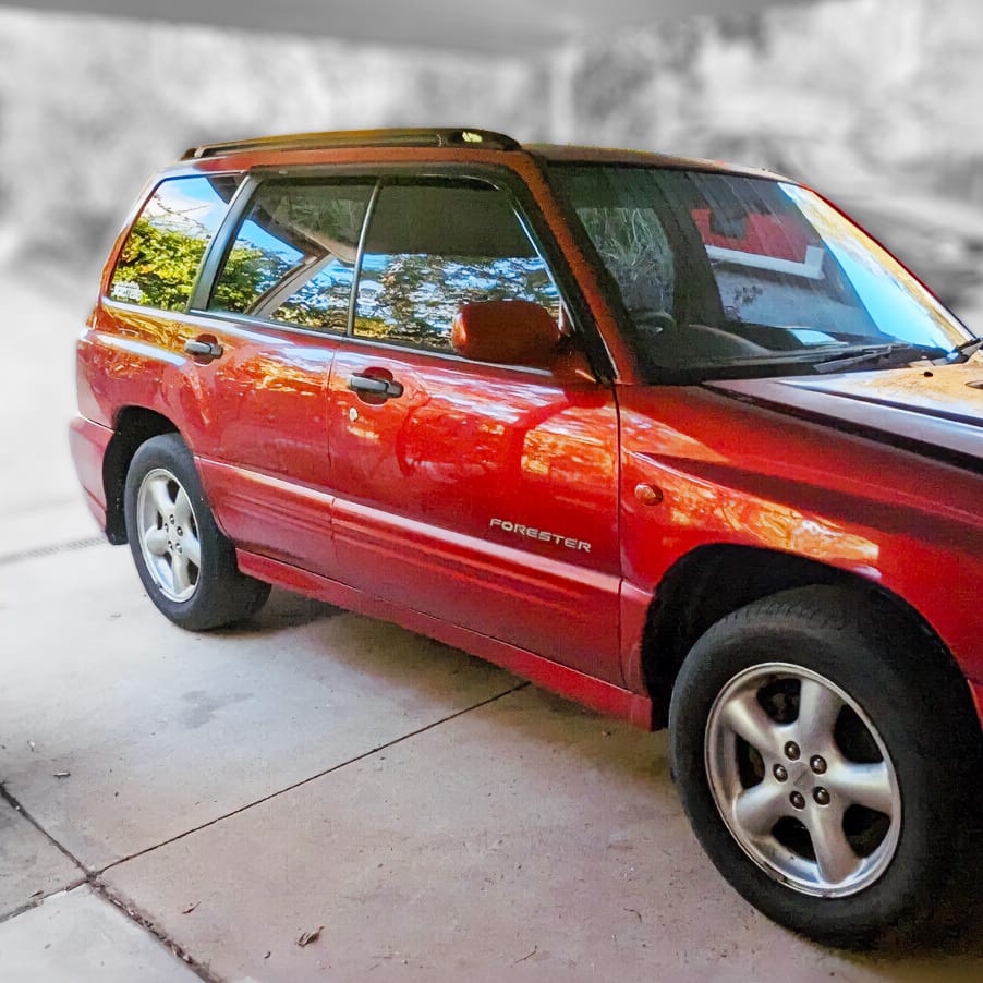 Installed View - Subaru Forester SF (1997-2002): Premium Window Visors