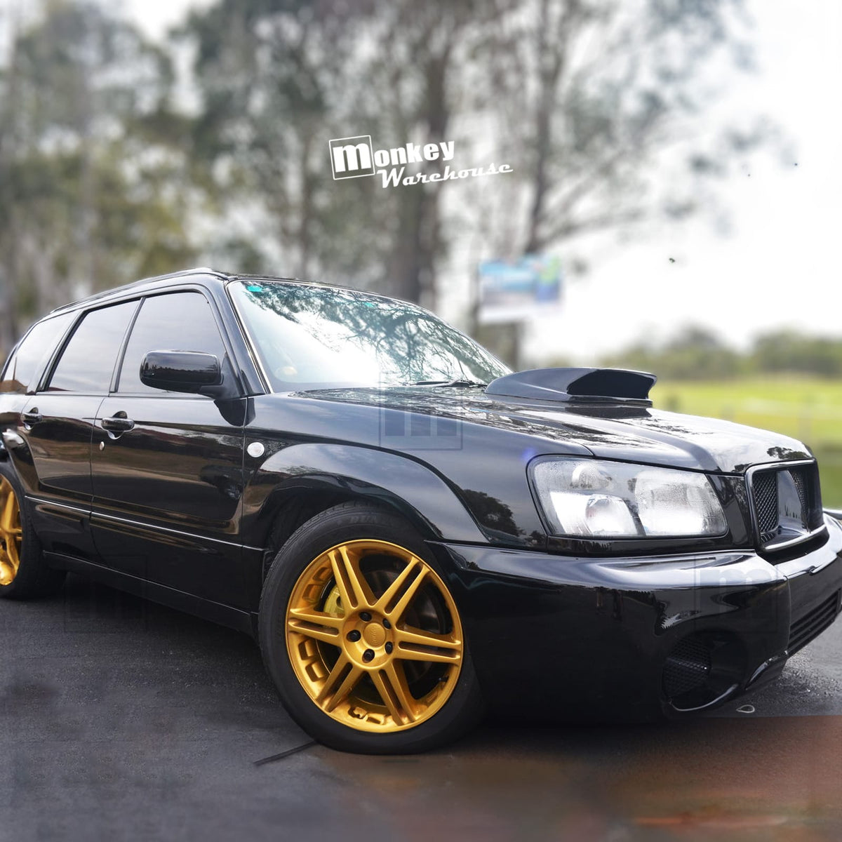 Installed View - Subaru Forester SG: Charge Speed Style Bonnet Scoop (2002-2008)