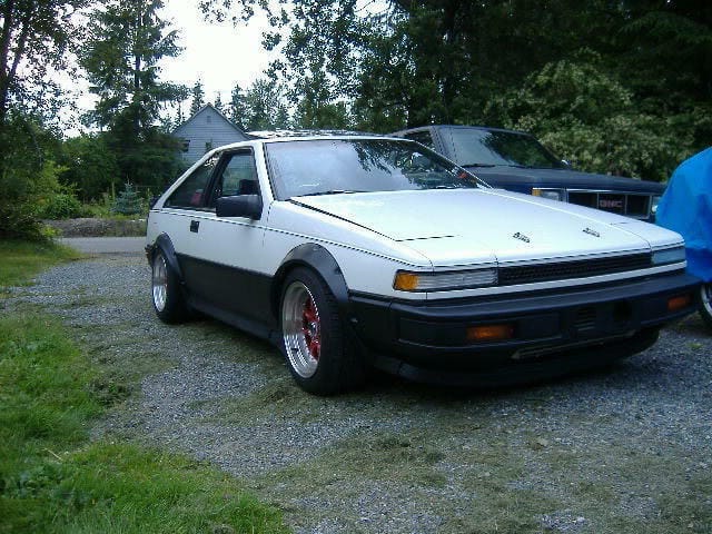 Installed View - Toyota AE86 Sprinter Trueno: 4-Piece Wheel Flare Set