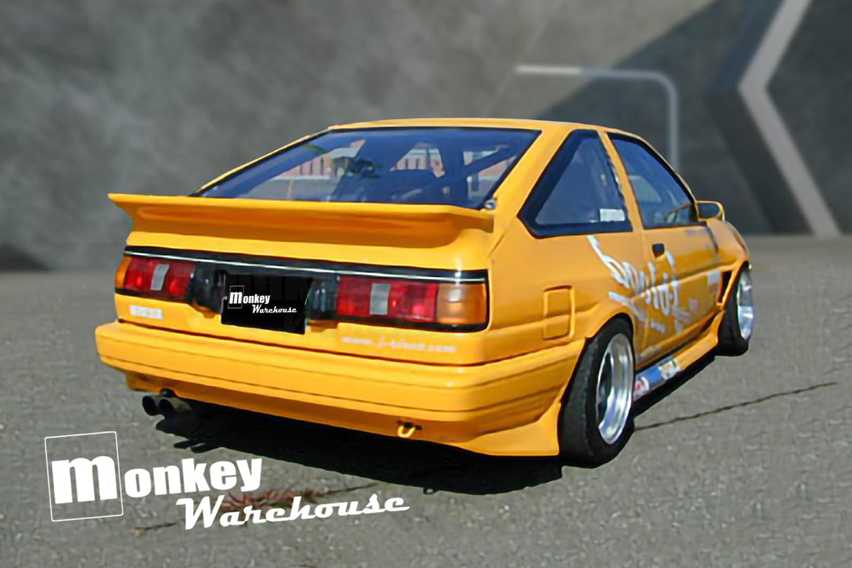 Installed View - Toyota Corolla AE86: J-Blood Style Rear Boot Wing