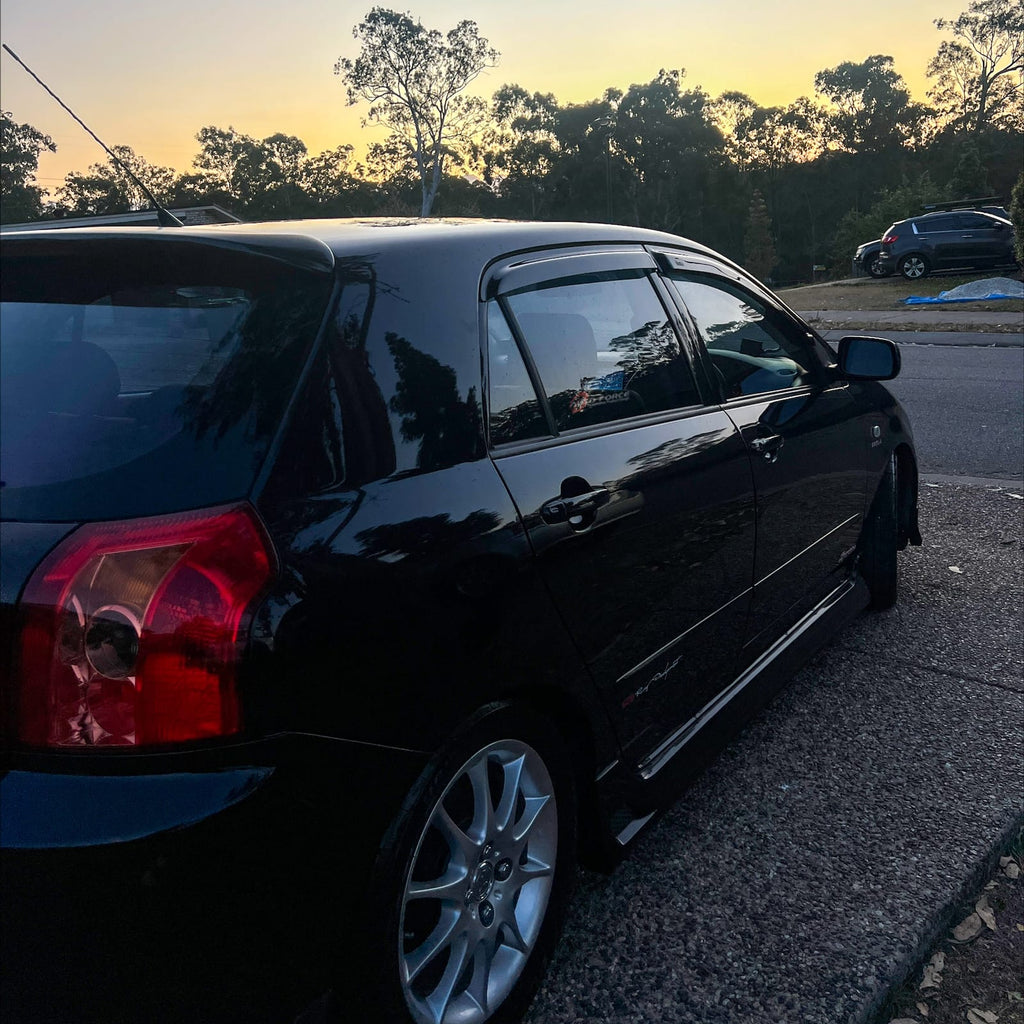 Installed View - Toyota Corolla Hatch (2001-2007): Premium Window Visors