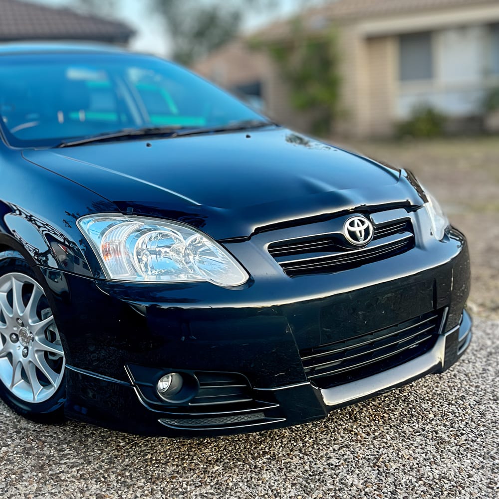 Installed View - Toyota Corolla ZZE Hatchback (2004-2006): Bonnet Protector Guard