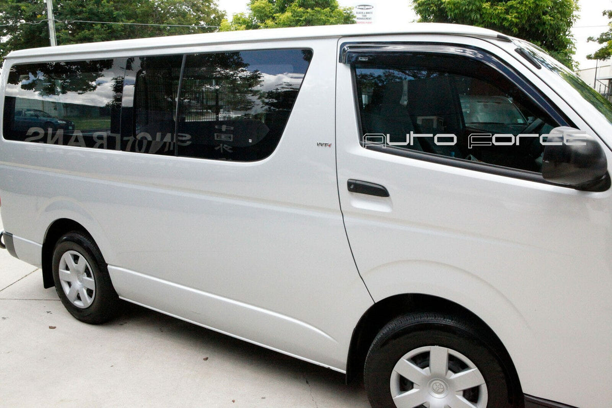 Installed View - Toyota HiAce Van (2005-2019): Premium Window Visors