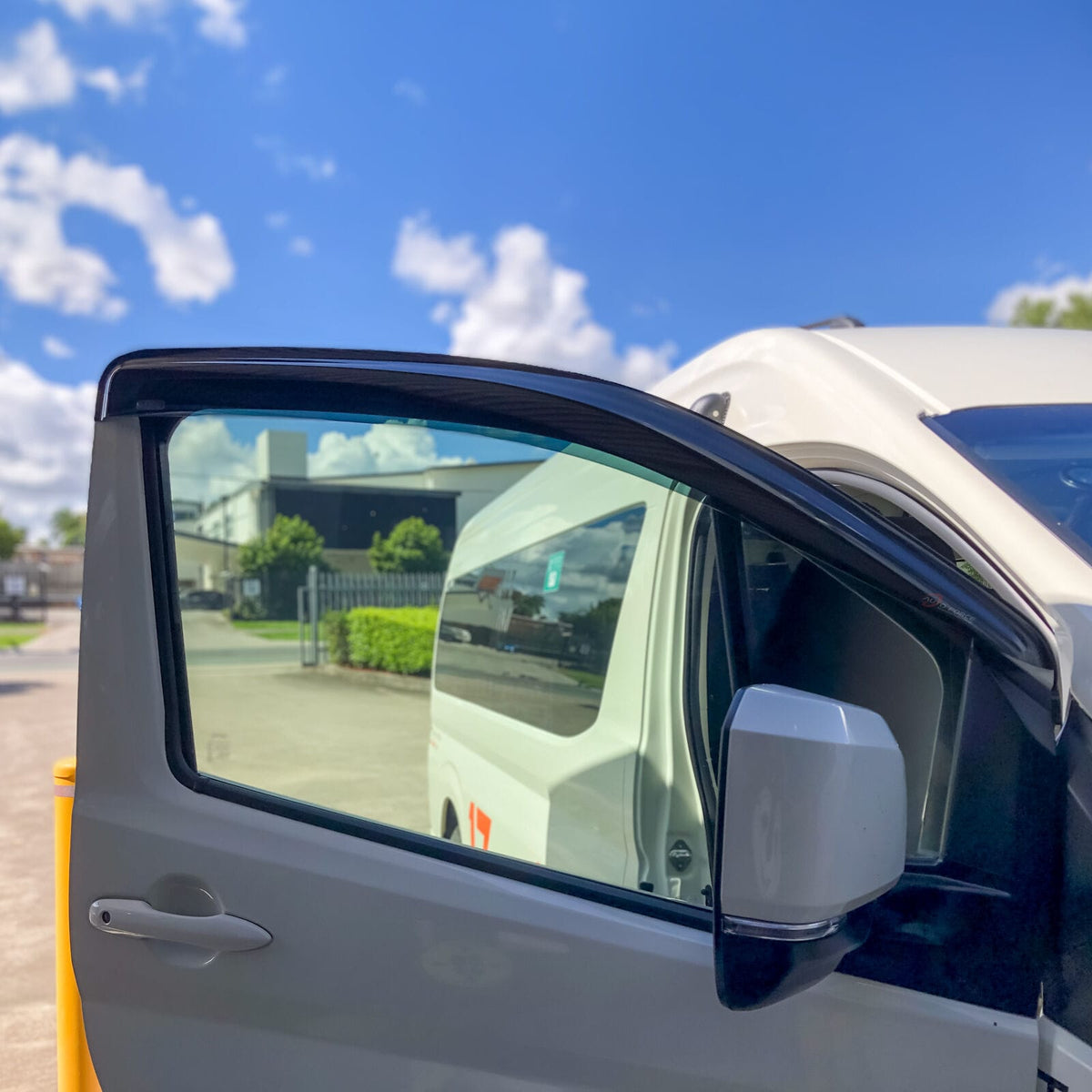 Installed View - Toyota HiAce Van SLM (2019-2022): Premium Window Visors