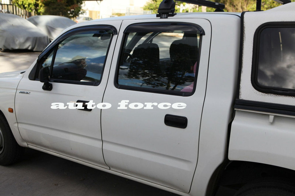 Installed View - Toyota Hilux Dual Cab (1997-2005): Premium Window Visors