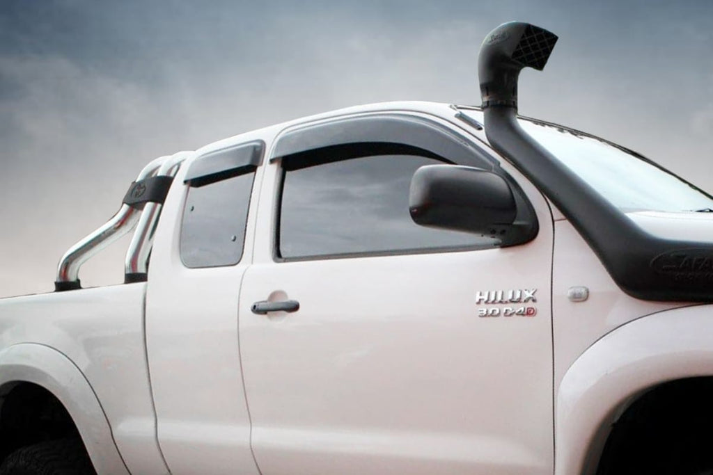 Installed View - Toyota Hilux Extra Cab (2004-2015): Premium Window Visors