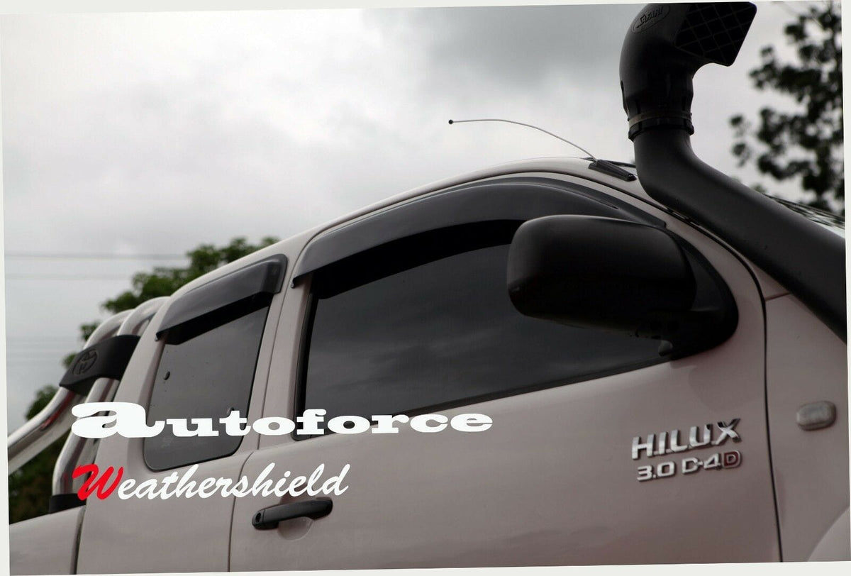 Installed View - Toyota Hilux Extra Cab (2004-2015): Premium Window Visors
