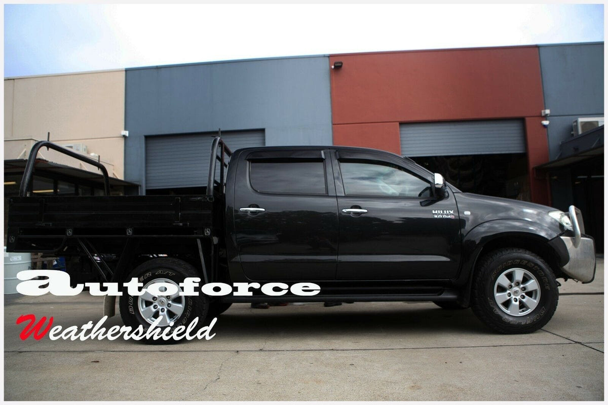 Installed View - Toyota Hilux N70 Dual Cab (2005-2015): Premium Window Visors