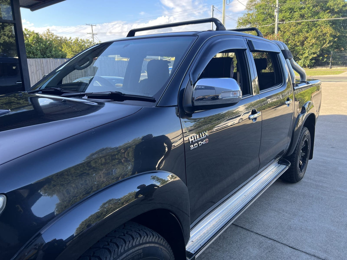 Installed View - Toyota Hilux N70 Dual Cab (2005-2015): Premium Window Visors