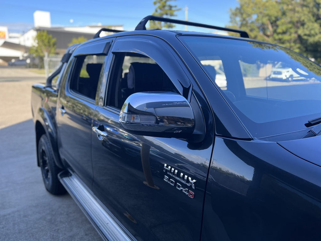 Installed View - Toyota Hilux N70 Dual Cab (2005-2015): Premium Window Visors