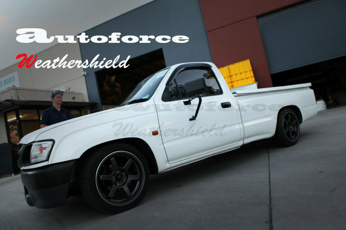 Installed View - Toyota Hilux Single Cab (1997-2005): Premium Window Visors