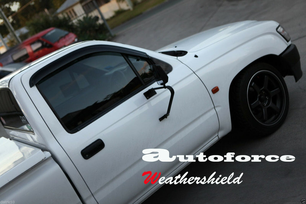 Installed View - Toyota Hilux Single Cab (1997-2005): Premium Window Visors