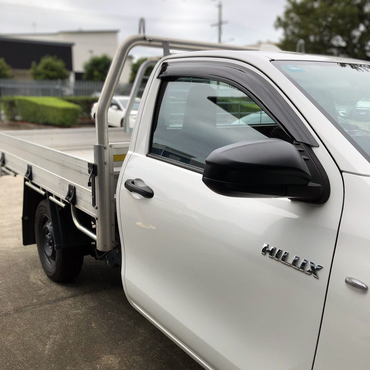 Installed View - Toyota Hilux Single / Extra Cab (2015-2022): Premium Window Visors