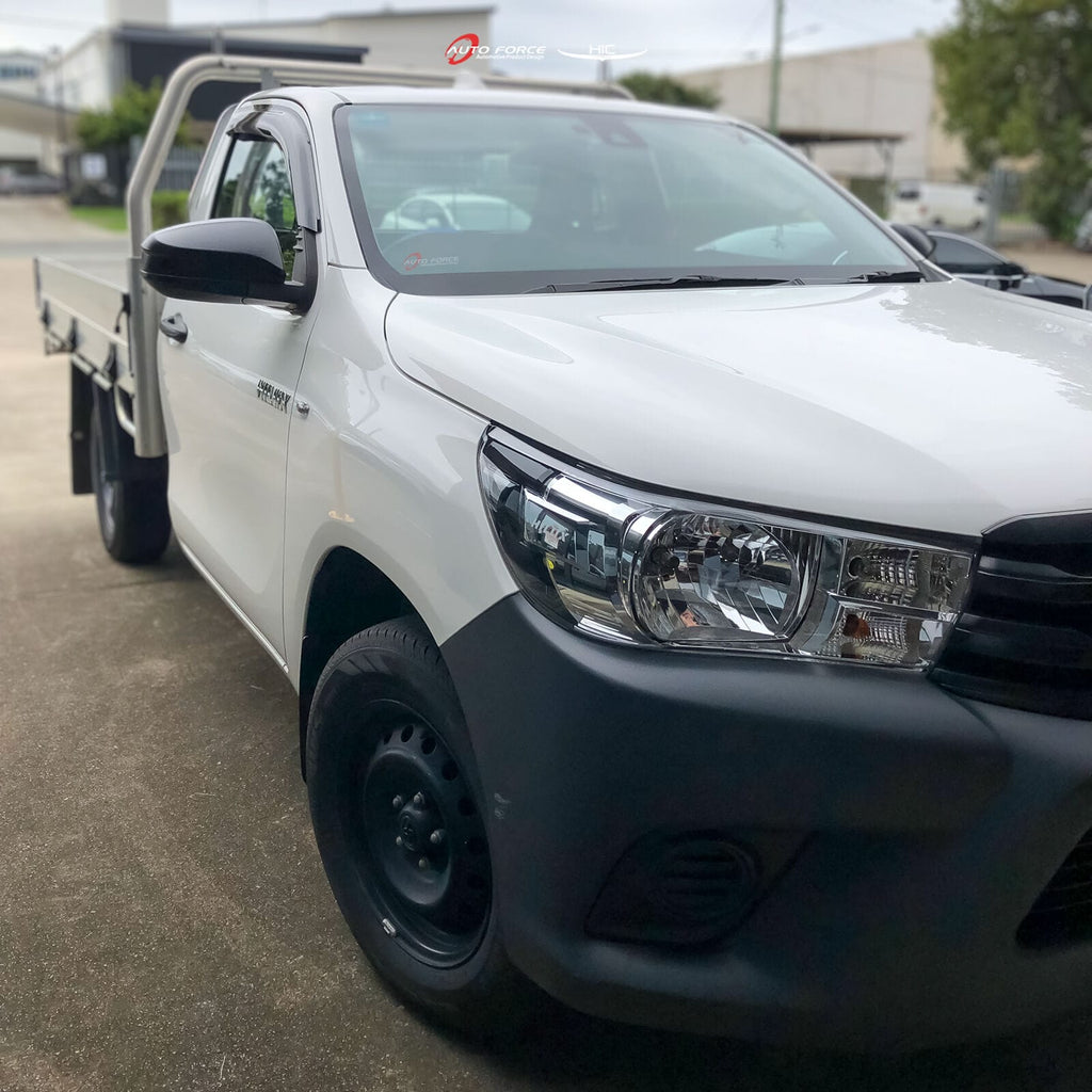 Installed View - Toyota Hilux Single / Extra Cab (2015-2022): Premium Window Visors